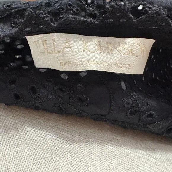 Ulla Johnson Twyla Dress in noir black size 8 one shoulder cotton eyelet midi 6 - Picture 7 of 11